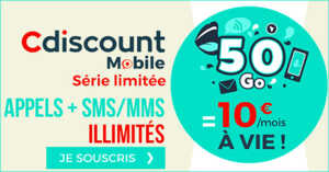 Cdiscount Mobile : le forfait 50 Go en promotion à 10 euros par mois à vie