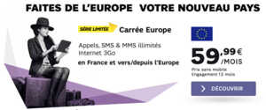 SFR lance la formule « Carrée Europe » avec 3 Go de data