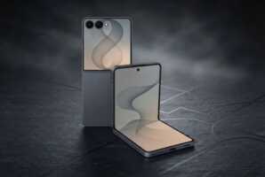 Smartphone posé sur une surface sombre.