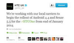 HTC One : mise à jour Android 4.4 KitKat prévue fin-janvier 2014