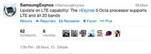 Samsung Galaxy S4 : la version Exynos 5 compatible avec l'ensemble des réseaux 4G LTE dans le monde