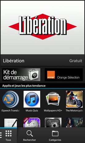 BlackBerry Z10 : applications