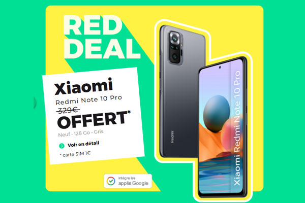 Nouveau RED DEAL : Le Smartphone Xiaomi Redmi Note 10 Pro offert avec le forfait RED 100Go 