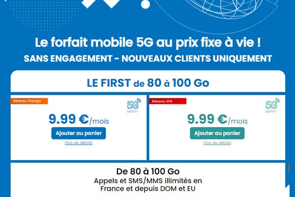 Profitez d'un forfait mobile 5G à petit prix et à vie sur le réseau Orange ou SFR avec l'opérateur YouPrice