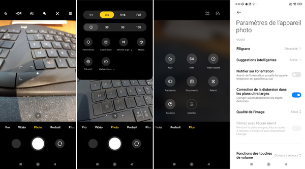 Interface caméra du Xiaomi Redmi Note 10s