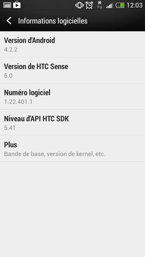 HTC One mini :  informations logicielles