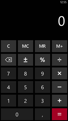 Nokia Lumia 1520 : calculatrice