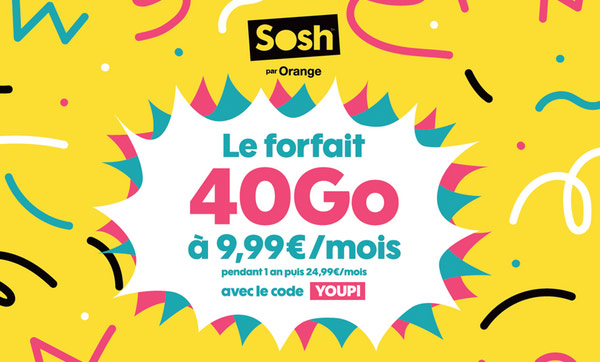 Le forfait mobile Sosh 40 Go est à 9,99 euros