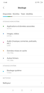 Xiaomi Mi 8 stockage