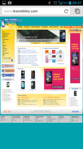 Huawei Ascend P2 : navigateur web