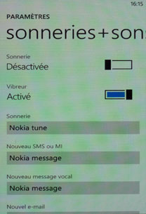 Nokia Lumia 710 : menu sonneries