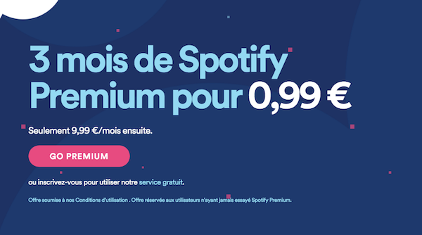 Spotify relance son offre trois mois de premium pour trois euros