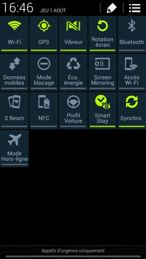 Samsung Galaxy S4 Mini : menu