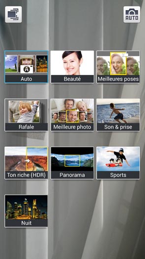 Samsung Galaxy S4 Mini : interface capture de photos