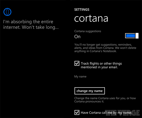 Cortana : paramètres