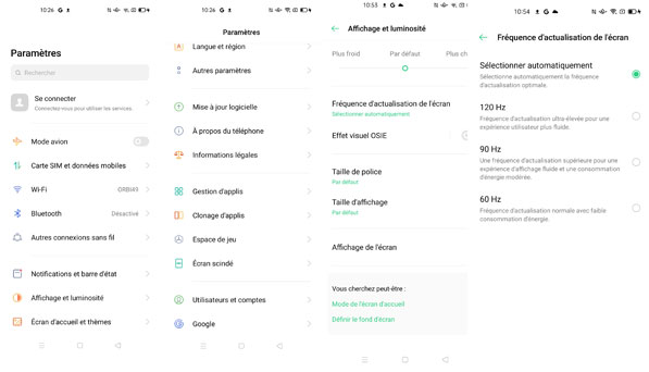 Paramètres de l'Oppo Reno4 Z