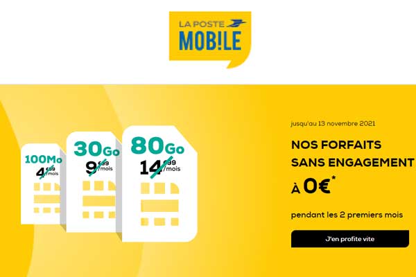Alerte bon plan : les trois forfaits sans engagement La Poste Mobile à 0€ pendant 2 mois