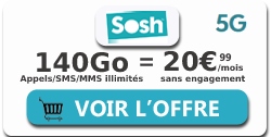 Forfait Sosh 5G 140 Go