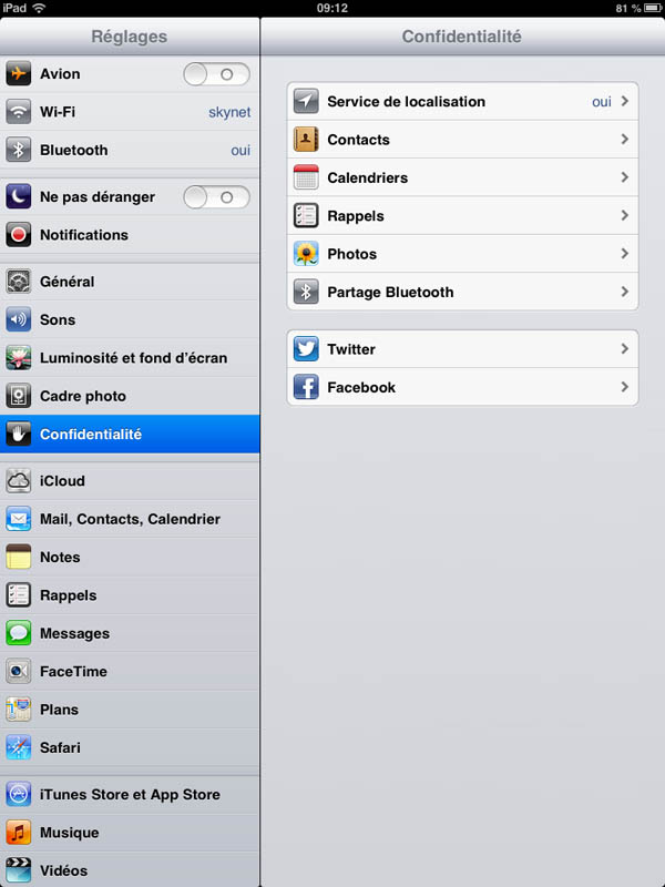 Apple iPad Mini : settings 3