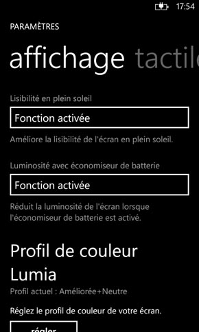 Nokia Lumia 925 : paramètres