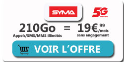 promo forfait Syma 210Go