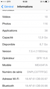 iOS7 : opérateur SFR 15.6