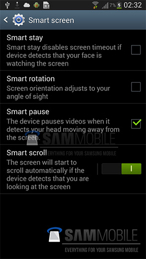 Samsung Galaxy S4 : les premières captures d'écran en fuite, dévoilent Smart pause, Smart scroll et Smart rotation