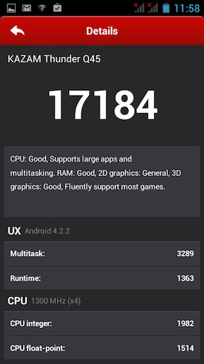 Kazam Thunder Q4.5 : score AnTuTu