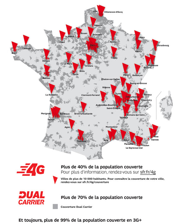 SFR couvre 1200 villes en 4G