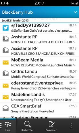BlackBerry Z10 : Hub