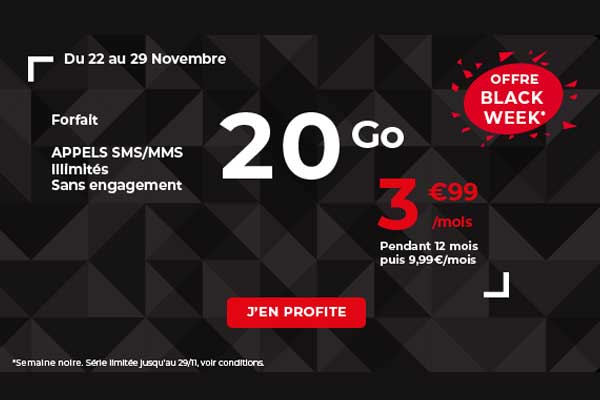 Spécial Black Friday : un forfait illimité 20Go à moins de 4€ par mois