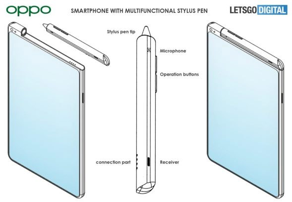 Oppo dépose le brevet d’un smartphone doté d’un stylet qui permet de passer des appels