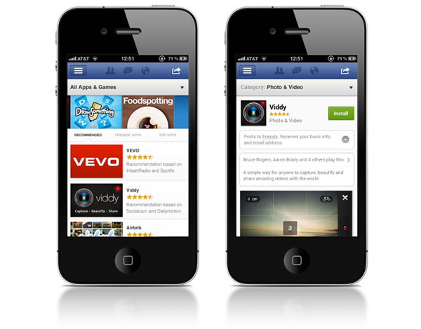 App Center Facebook boutique d'applications iOS Android navigateur Web