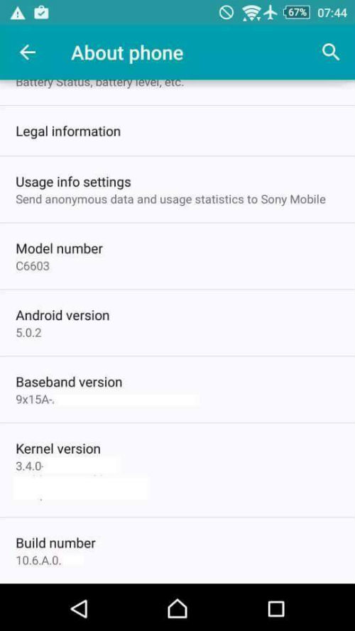 Sony Xperia Z : une capture d'écran prouve l'arrivée imminente d'Android 5.0 Lollipop