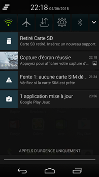 Acer Liquid Jade Z : notifications