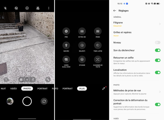 Interface caméra Oppo Find X5 Lite