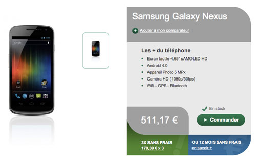 B&You : le Samsung Galaxy Nexus est disponible à 511,17 euros 