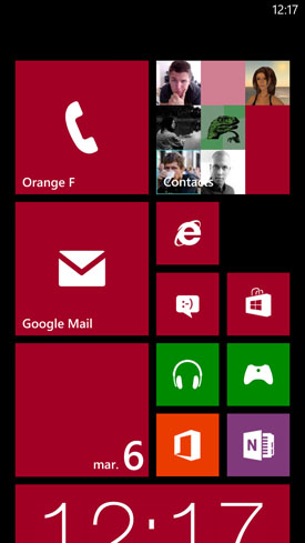 HTC Windows Phone 8X : écran d'accueil