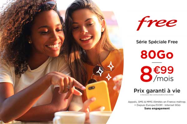 Nouvelle vente privée de Free Mobile : un forfait mobile 80Go à 8,99€, prix garanti à vie !
