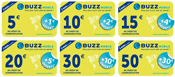 BUZZmobile : la gamme de recharges prépayées