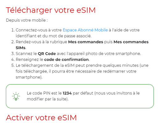 eSIM activation