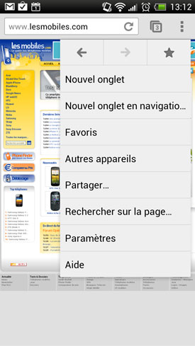 HTC One X : navigateur web