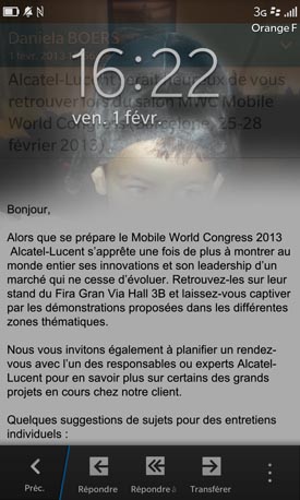 BlackBerry Z10 : mails