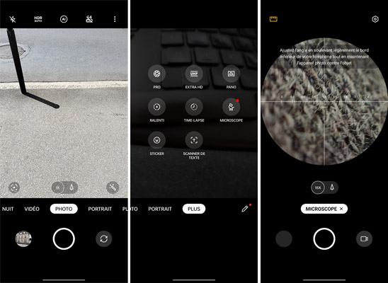 Interface caméra Oppo Reno7