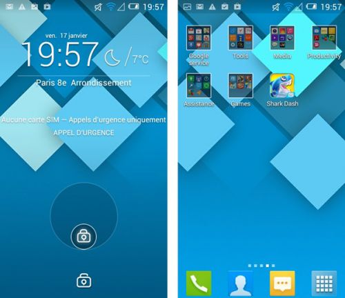Alcatel One Touch Pop C5 : écran de verrouillage / accueil