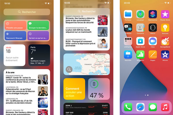 Ecran d'accueil de l'iPhone 12