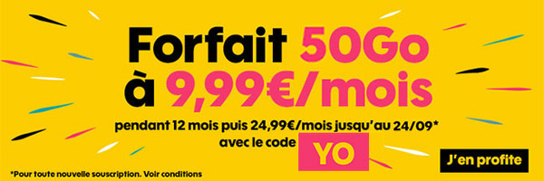 Sosh : le forfait 50 Go à 9,99 euros (code YO)