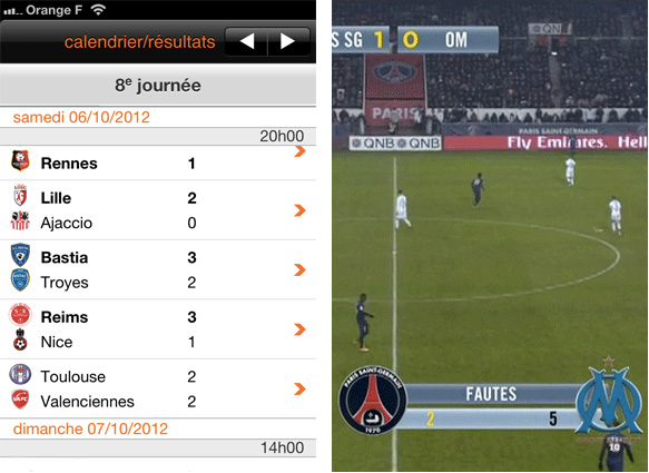 Orange met à jour son application Ligue 1