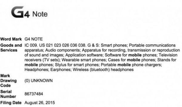LG dépose la marque « G4 Note » aux Etats-Unis