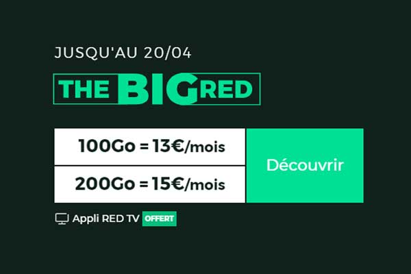 BON PLAN : Les deux maxi forfaits mobiles BIG RED à prix cassés sont de retour !